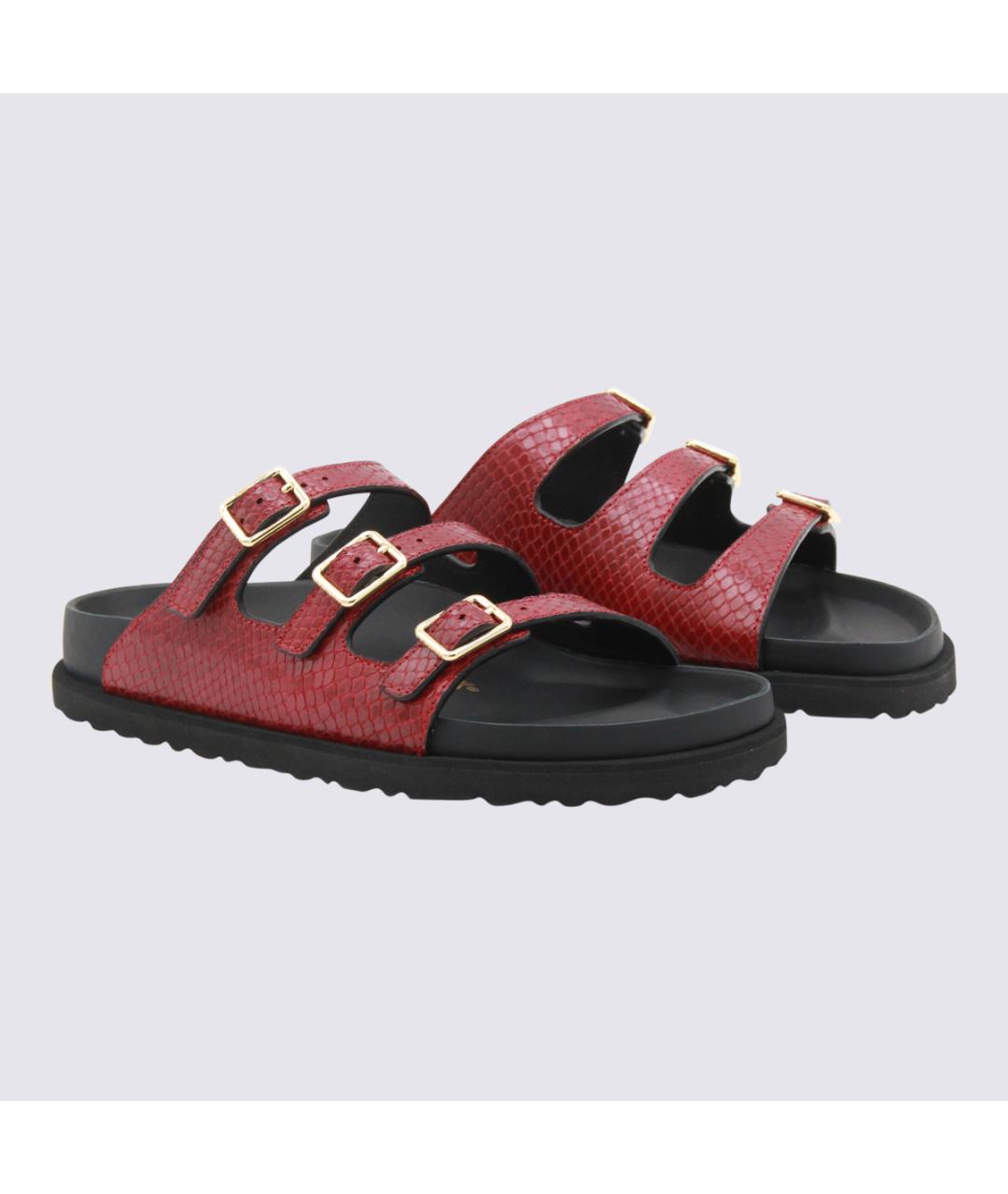 BIRKENSTOCK Красные кожаные шлепанцы, фото 2