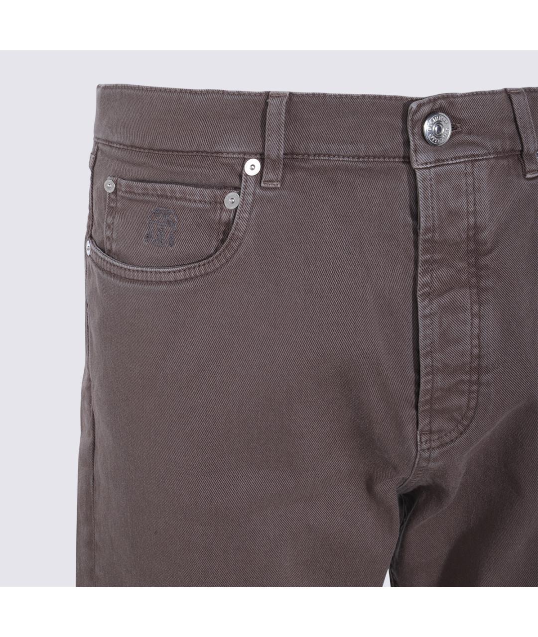 BRUNELLO CUCINELLI Коричневые хлопковые повседневные брюки, фото 3