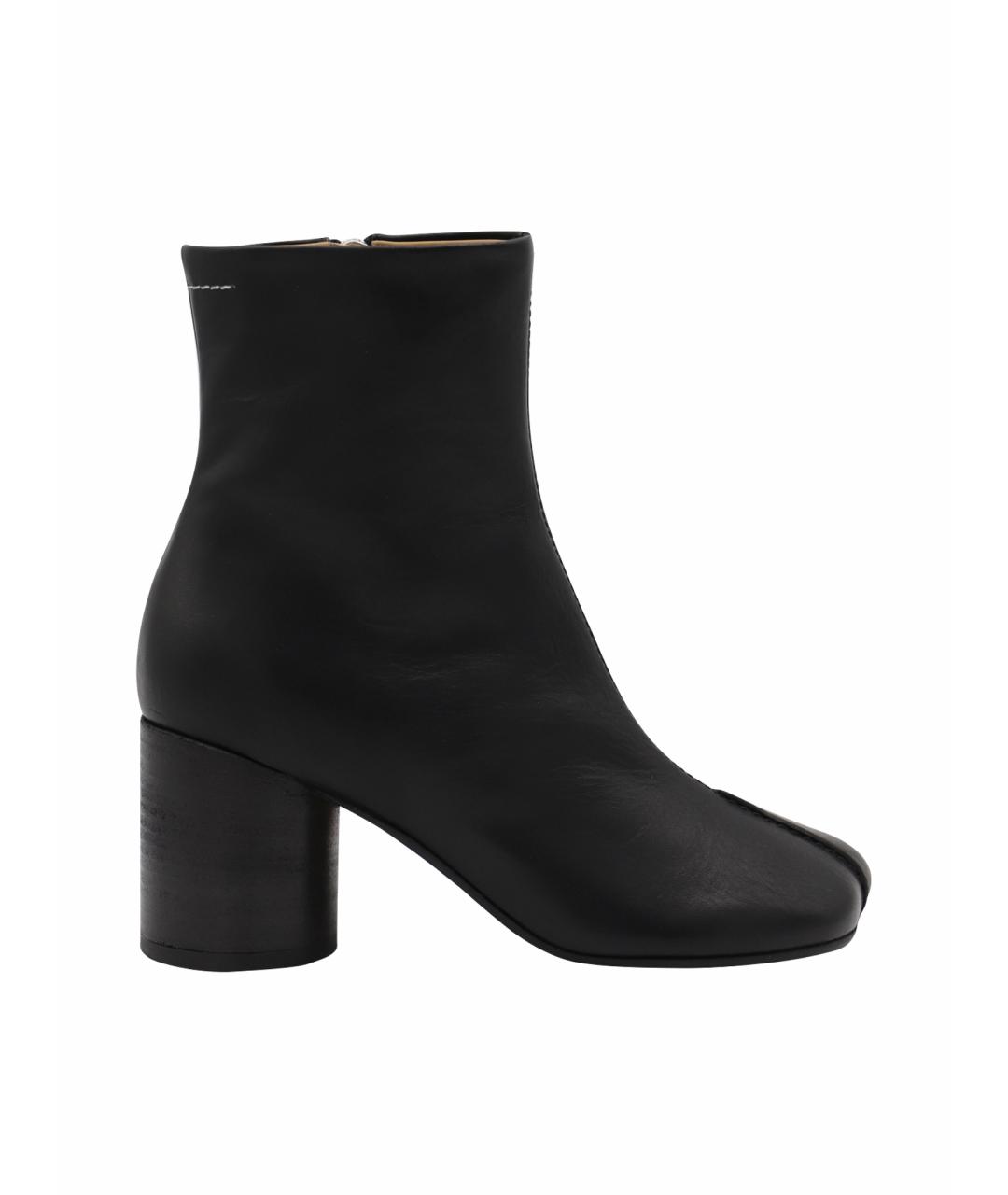 MM6 MAISON MARGIELA Черные кожаные ботильоны, фото 1