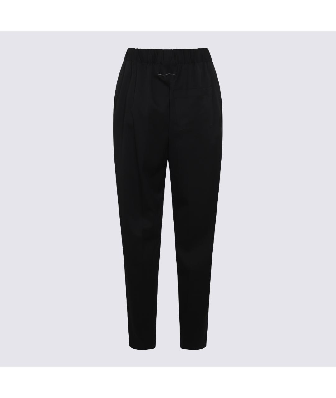 MM6 MAISON MARGIELA Черные полиэстеровые прямые брюки, фото 2