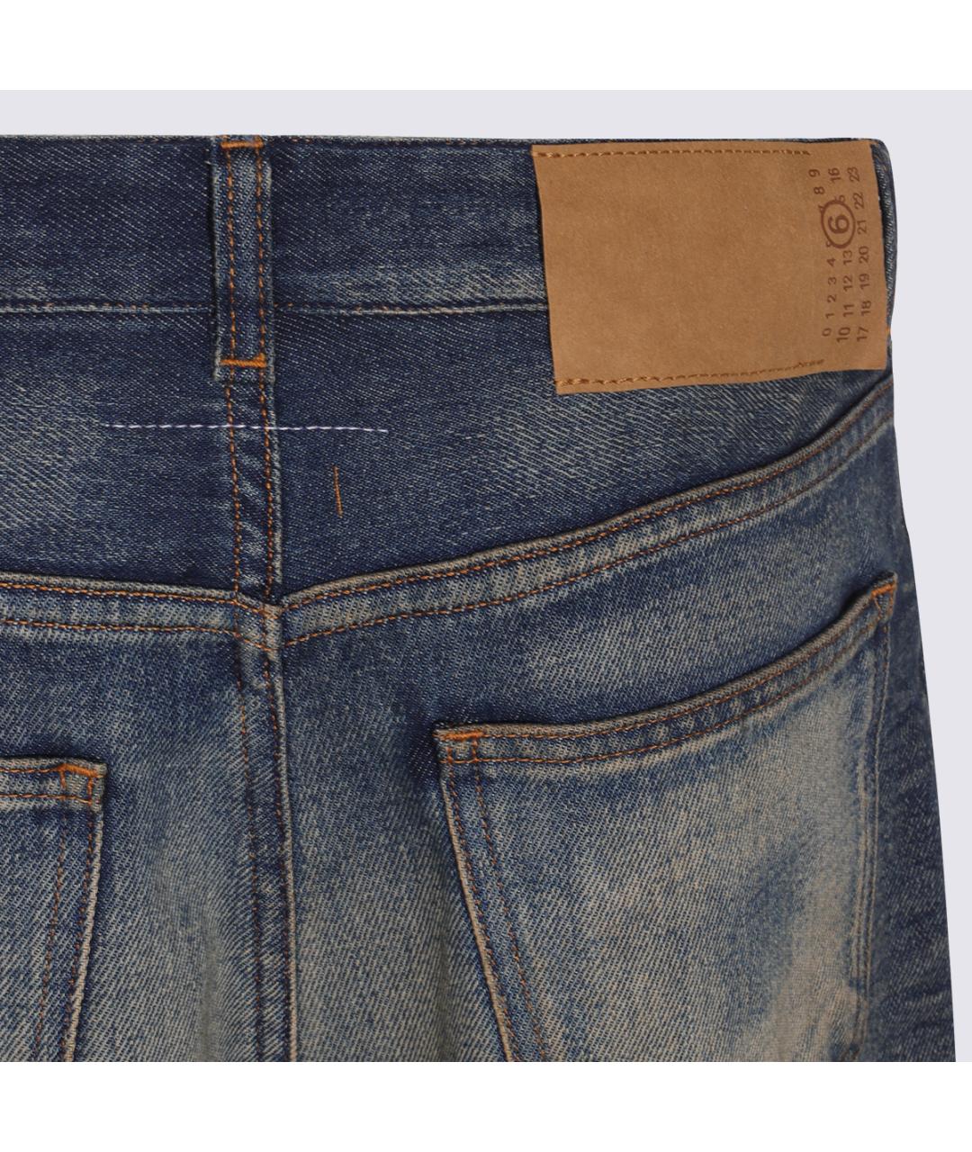 MM6 MAISON MARGIELA Синие хлопковые прямые джинсы, фото 4