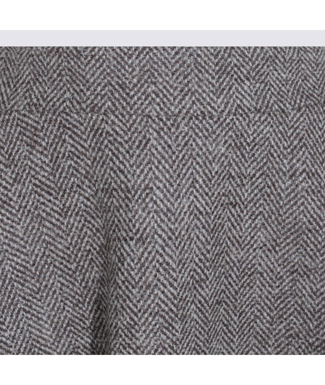 BRUNELLO CUCINELLI Коричневая шерстяная юбка мини, фото 3