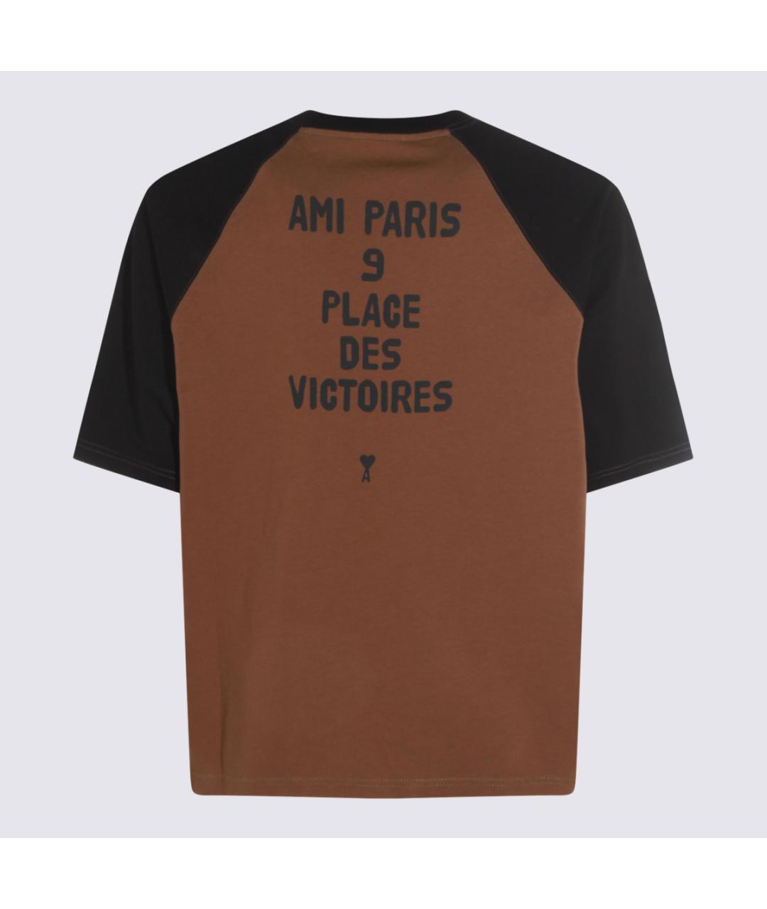Ami Paris Коричневая хлопковая футболка, фото 2