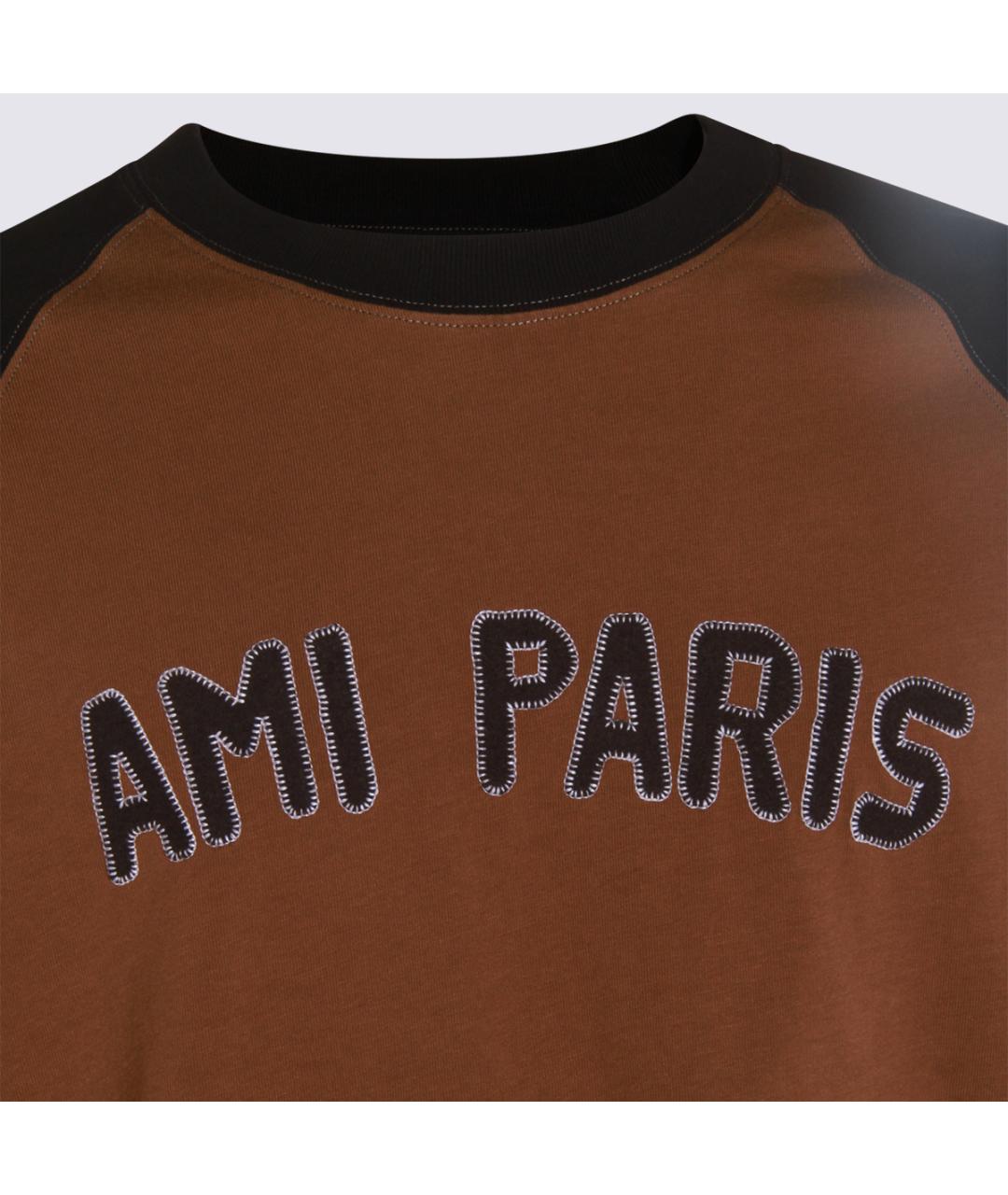 Ami Paris Коричневая хлопковая футболка, фото 3