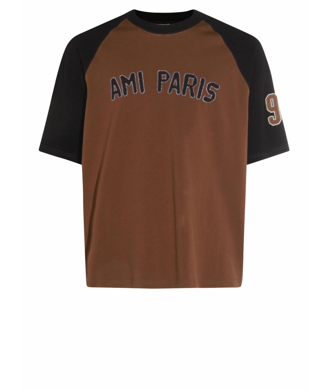 Ami Paris Коричневая хлопковая футболка, фото 1