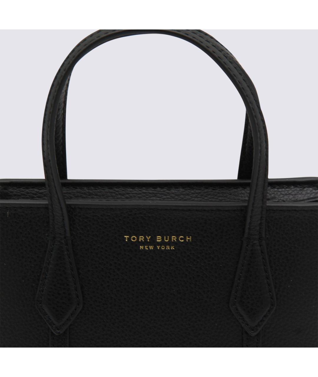 TORY BURCH Черная кожаная сумка тоут, фото 4