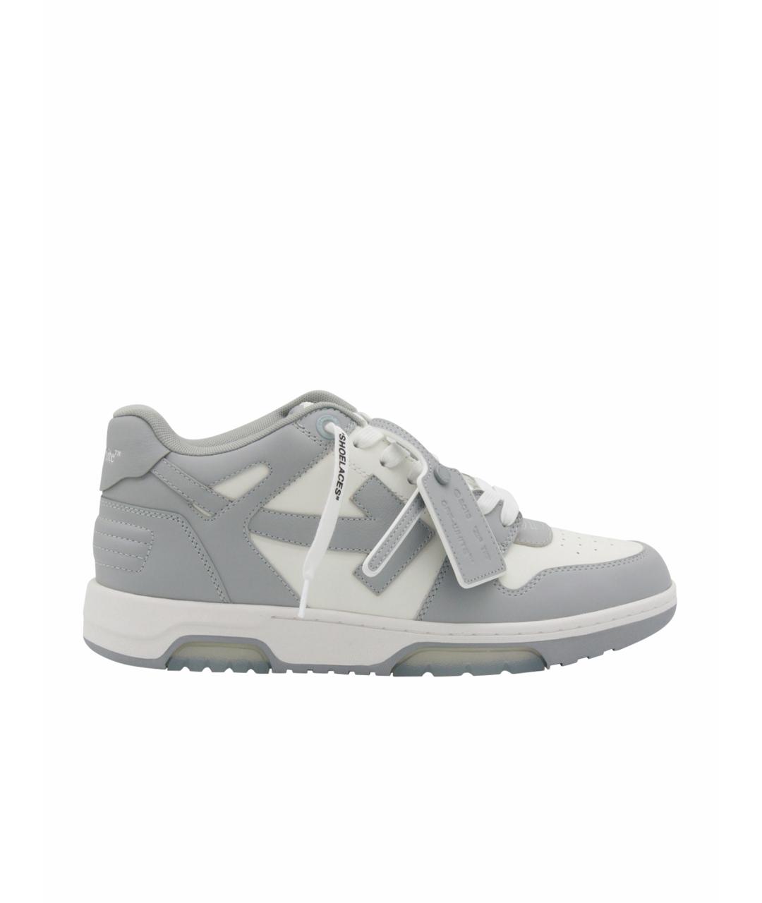 OFF-WHITE Серые кожаные низкие кроссовки / кеды, фото 1