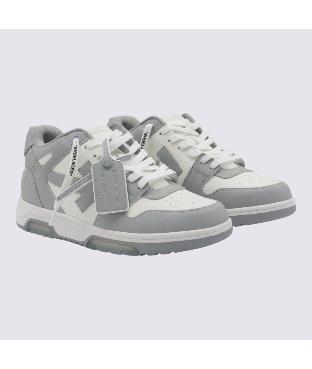 OFF-WHITE Серые кожаные низкие кроссовки / кеды, фото 2