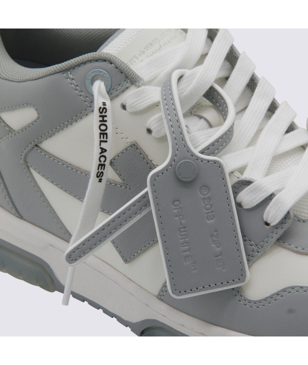 OFF-WHITE Серые кожаные низкие кроссовки / кеды, фото 4