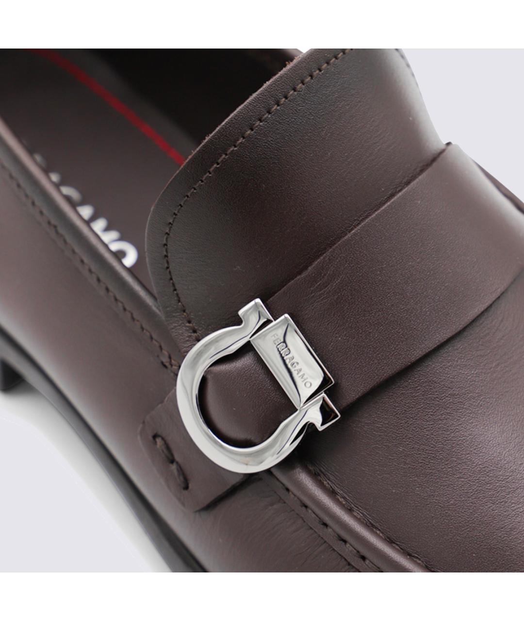 FERRAGAMO Коричневые кожаные низкие ботинки, фото 3