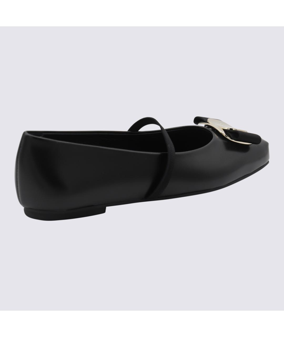 FERRAGAMO Черные кожаные балетки, фото 2