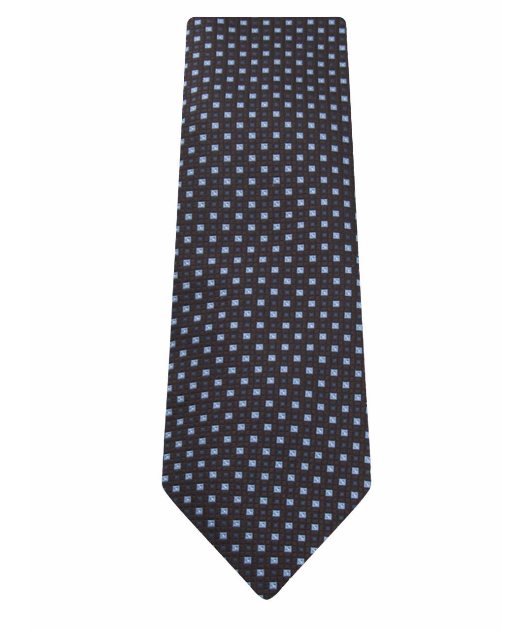 ZEGNA Коричневый шелковый галстук, фото 1