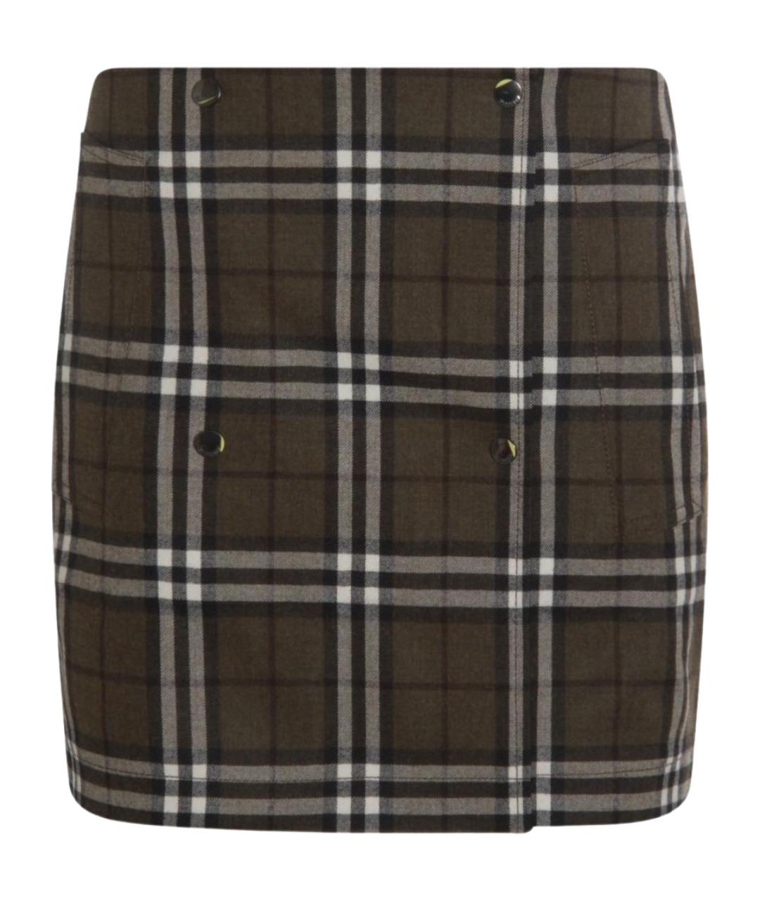 BURBERRY Мульти шерстяная юбка мини, фото 1