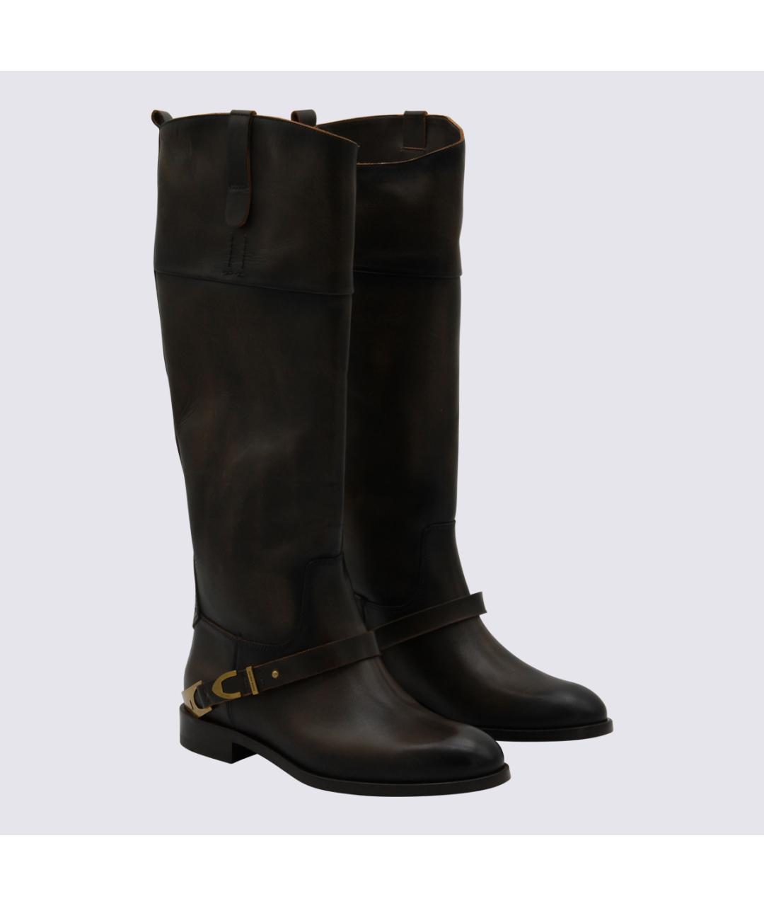 GOLDEN GOOSE DELUXE BRAND Коричневые кожаные сапоги, фото 2