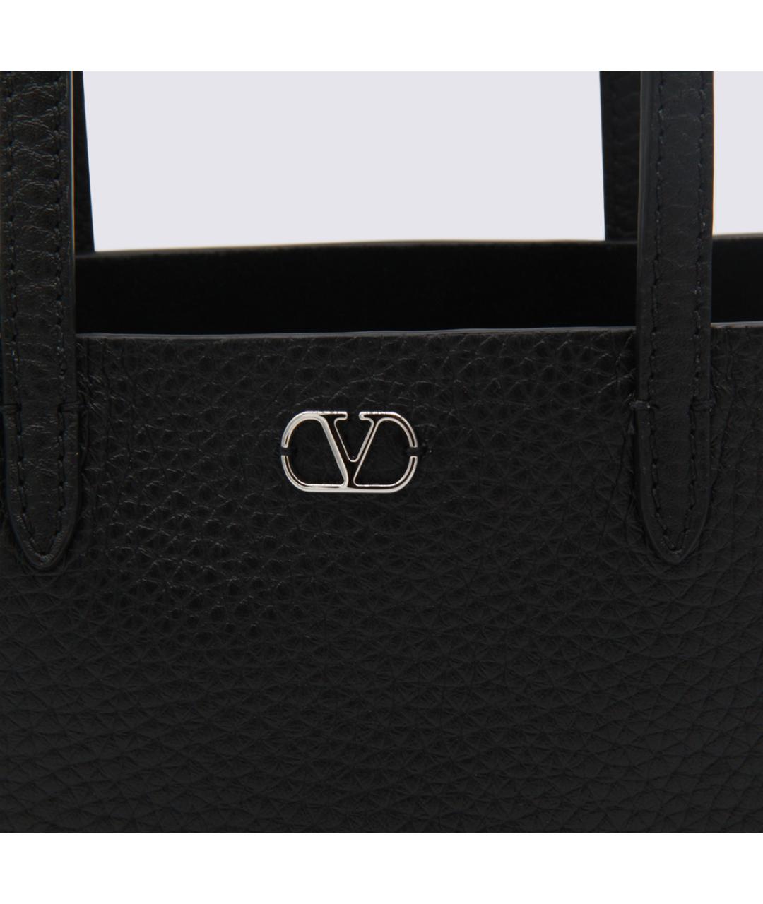 VALENTINO Черная кожаная сумка тоут, фото 4