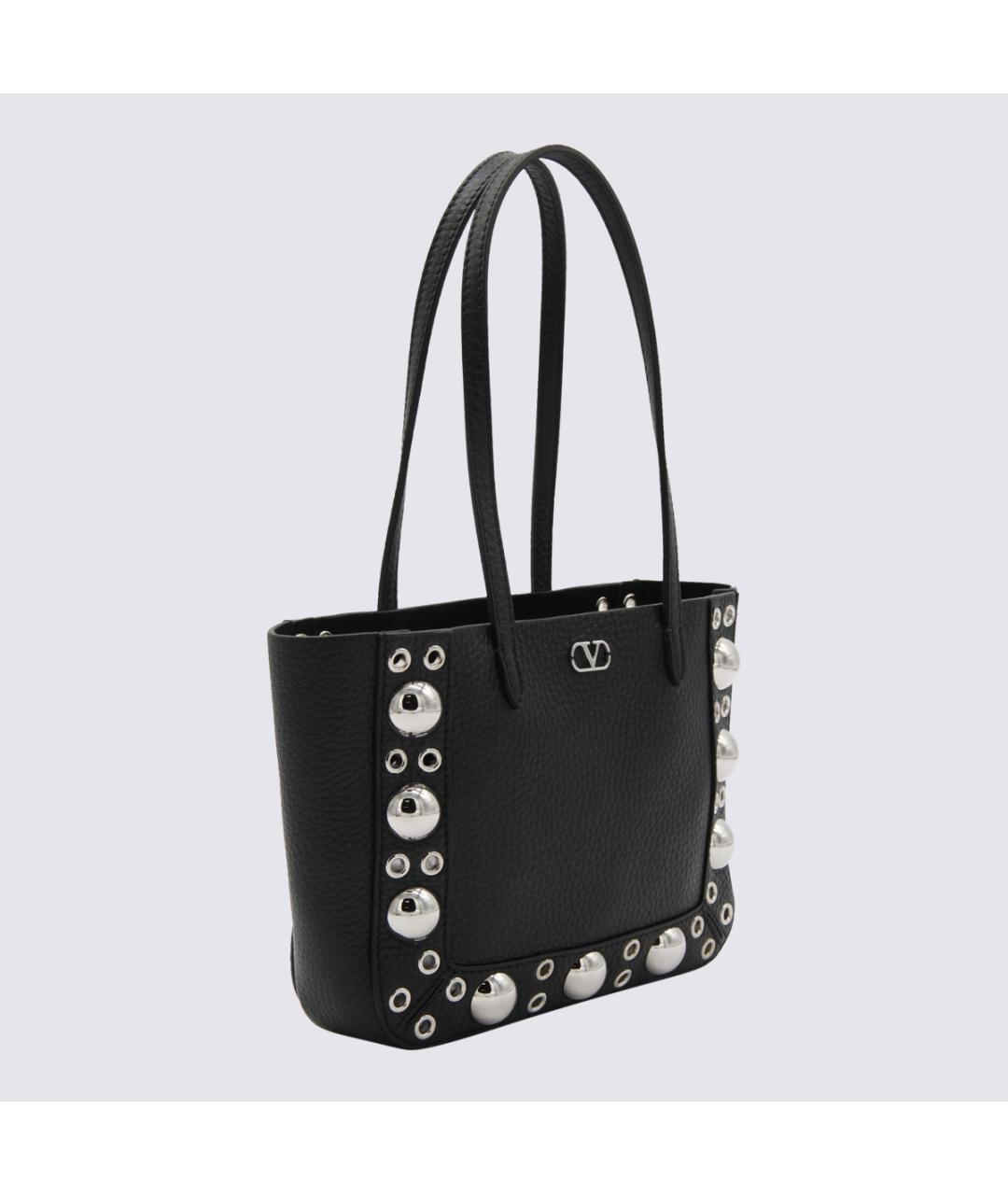 VALENTINO Черная кожаная сумка тоут, фото 2