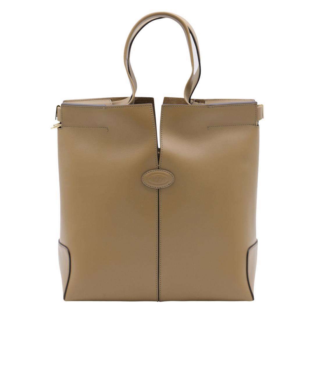 TOD'S Бежевая кожаная сумка тоут, фото 1