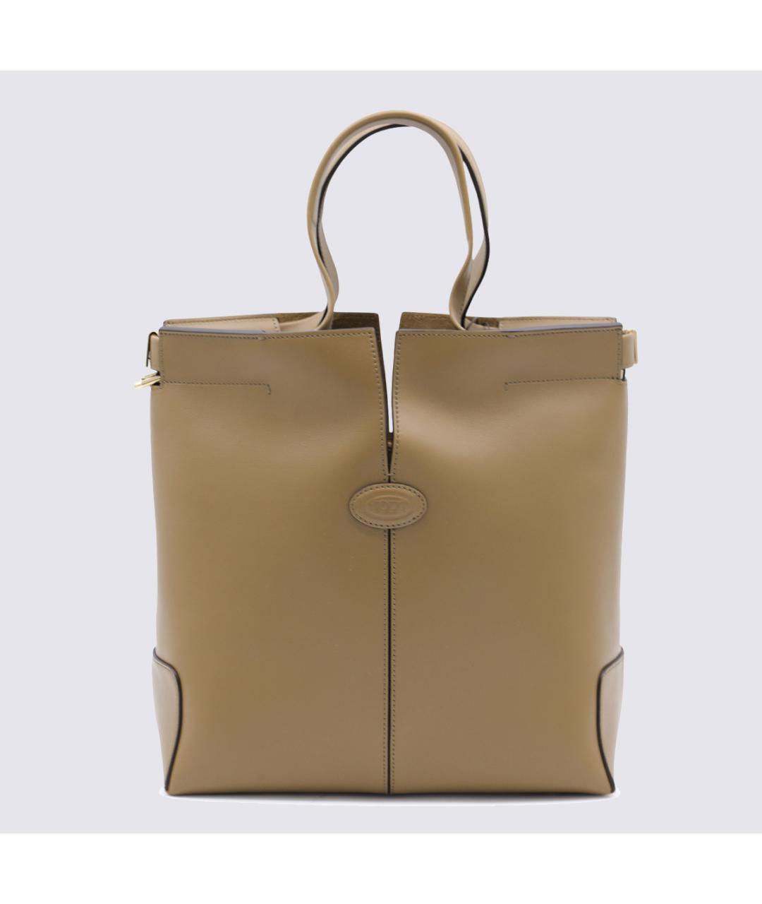 TOD'S Бежевая кожаная сумка тоут, фото 5