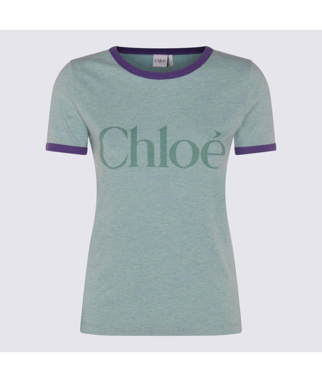 CHLOE Бирюзовая хлопко-эластановая футболка, фото 4