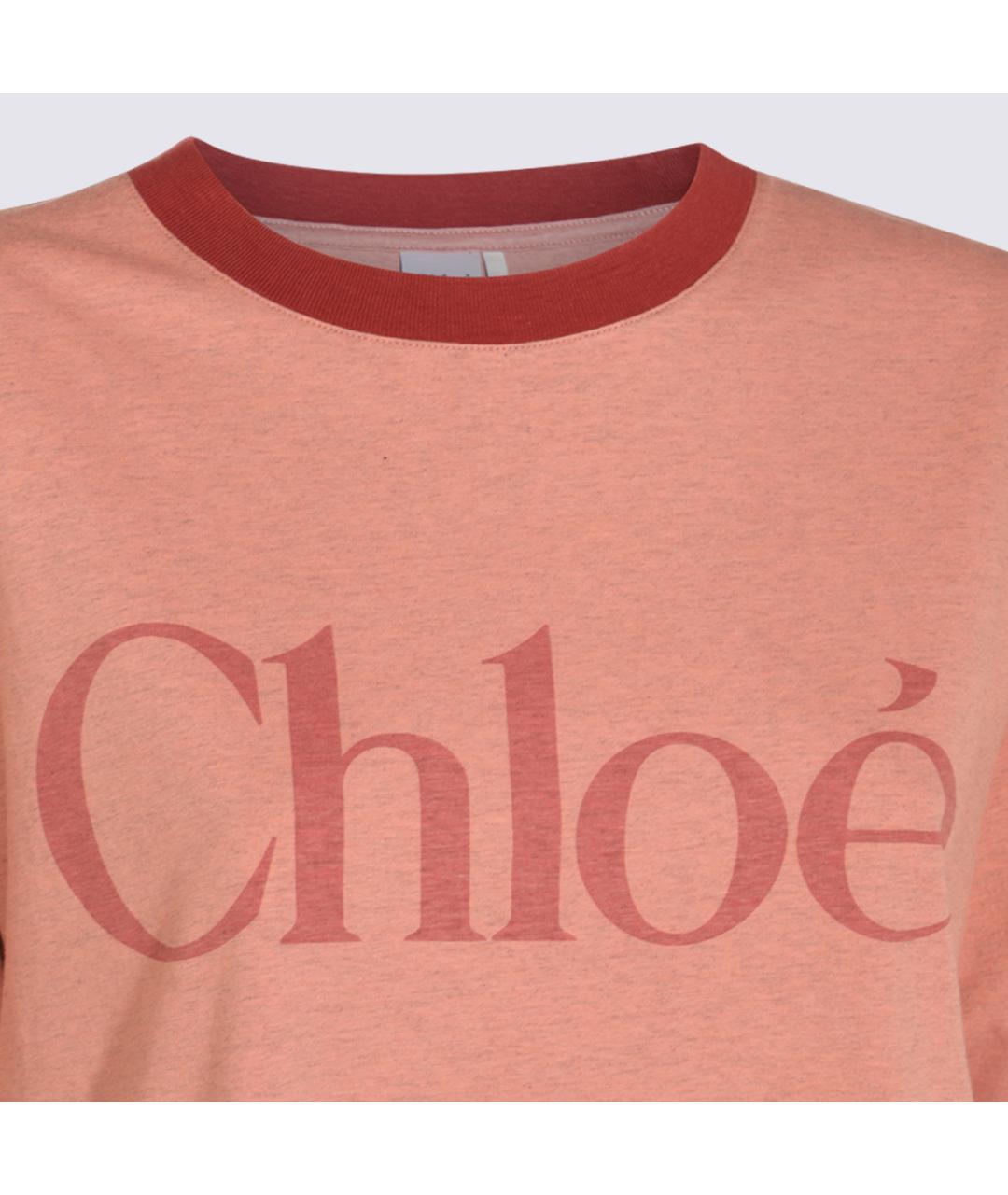 CHLOE Коралловая хлопковая футболка, фото 3
