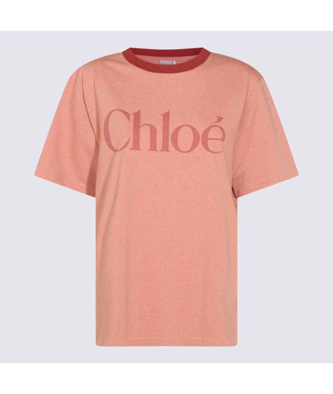 CHLOE Коралловая хлопковая футболка, фото 4