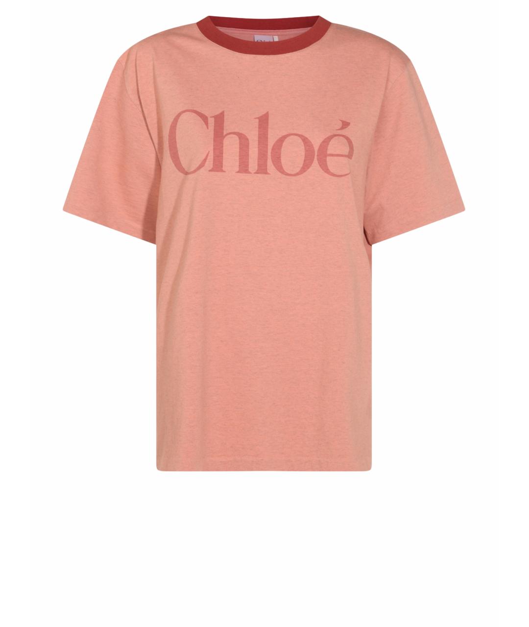 CHLOE Коралловая хлопковая футболка, фото 1