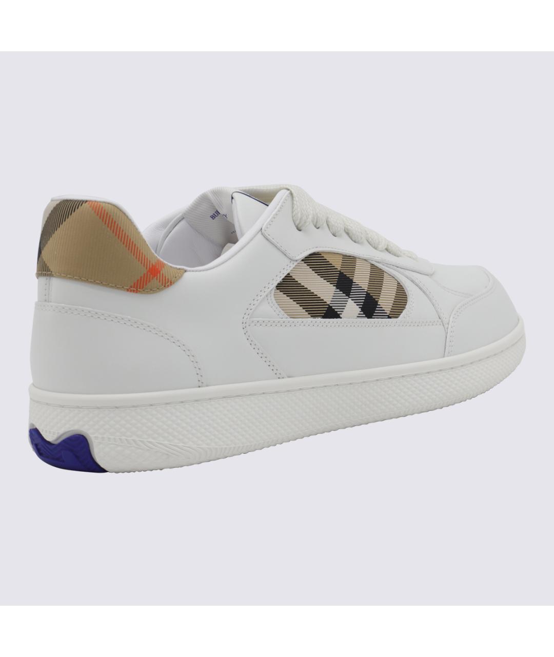 BURBERRY Белые кожаные низкие кроссовки / кеды, фото 3