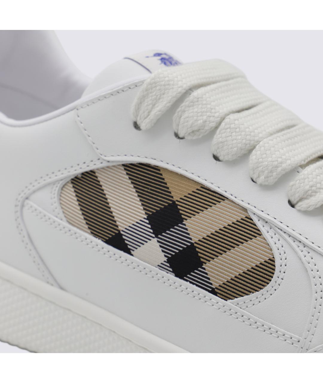 BURBERRY Белые кожаные низкие кроссовки / кеды, фото 4