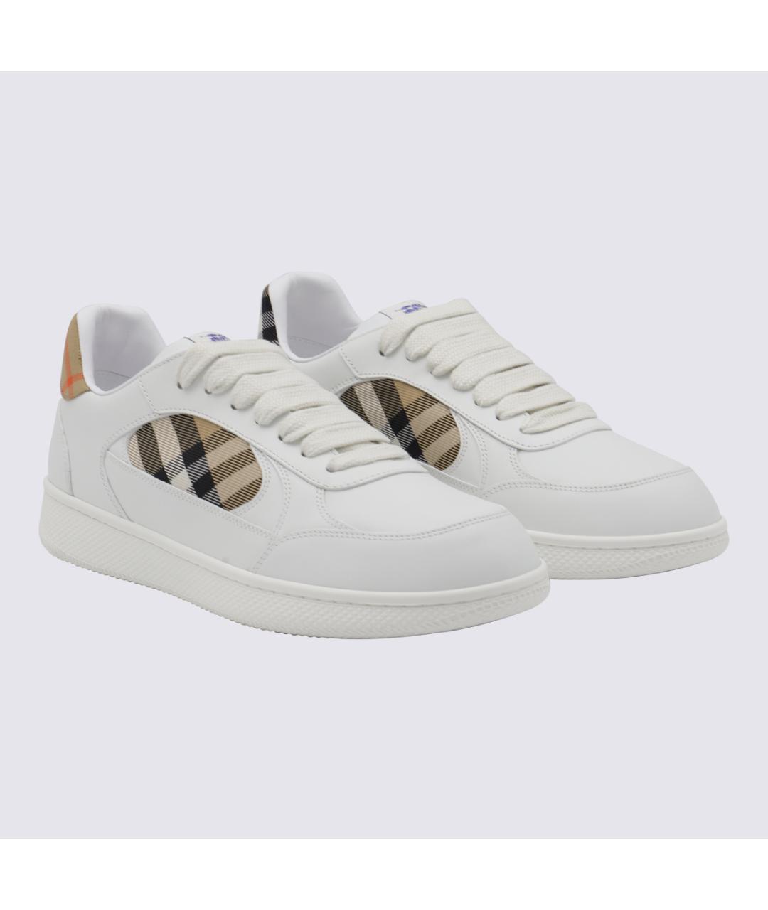 BURBERRY Белые кожаные низкие кроссовки / кеды, фото 2