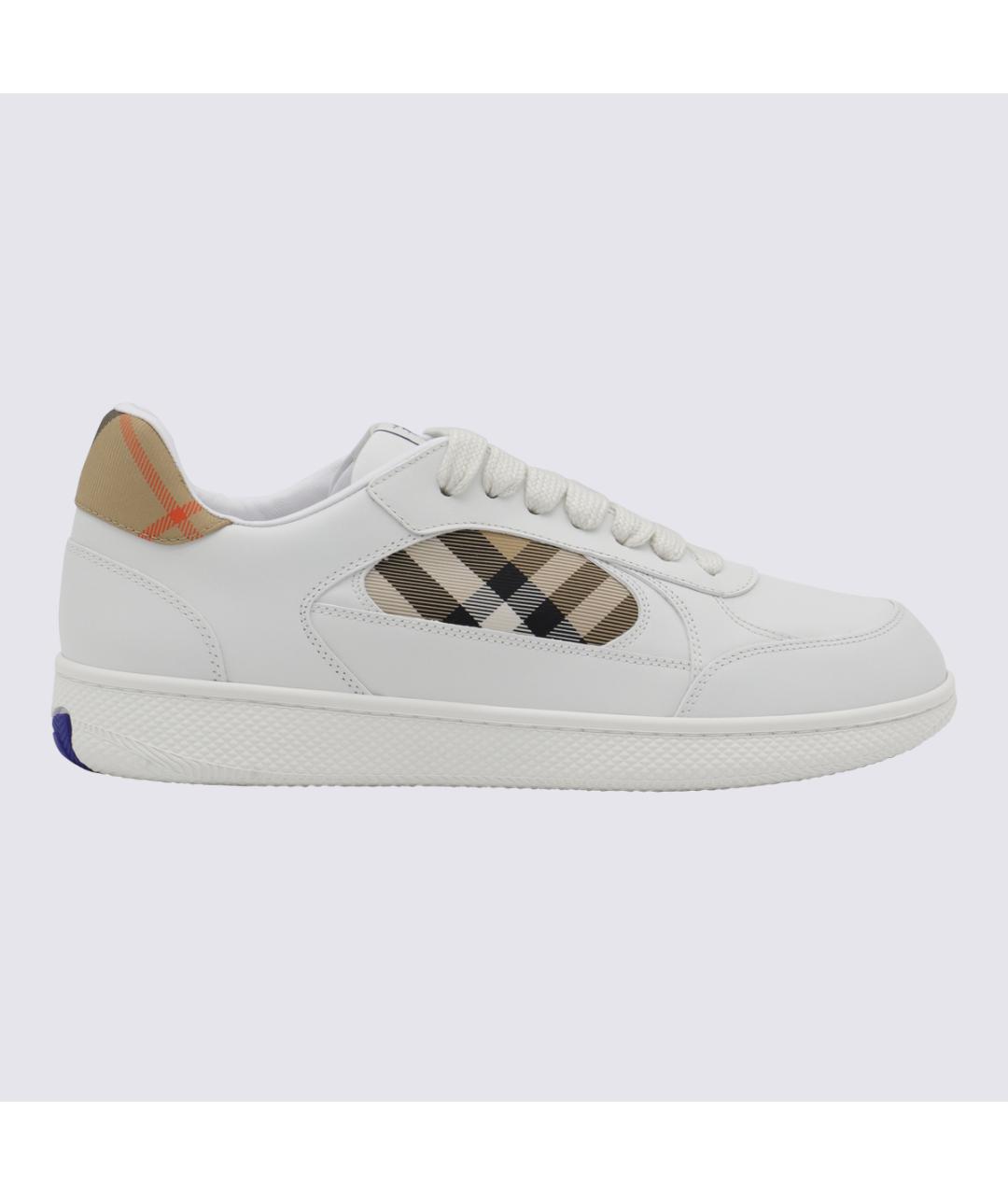 BURBERRY Белые кожаные низкие кроссовки / кеды, фото 5