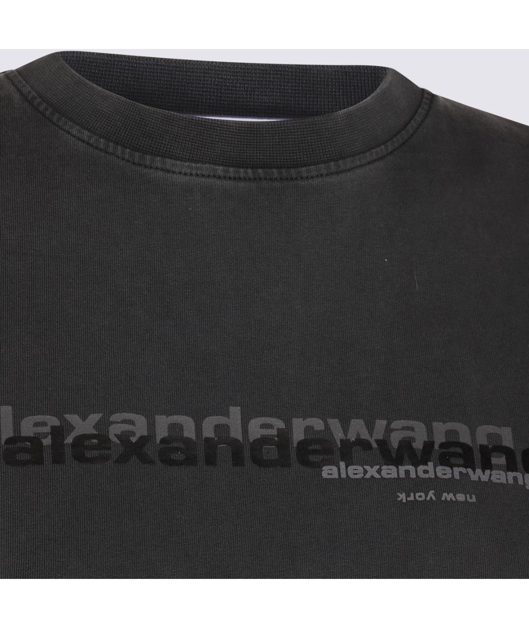 ALEXANDER WANG Антрацитовая хлопковая футболка, фото 3