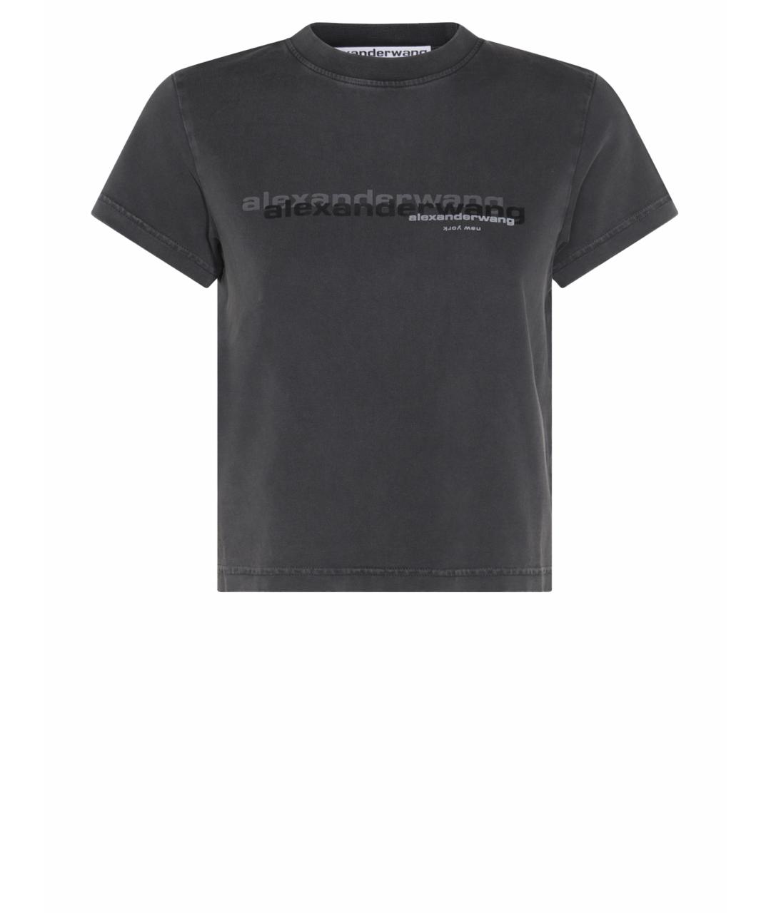 ALEXANDER WANG Антрацитовая хлопковая футболка, фото 1