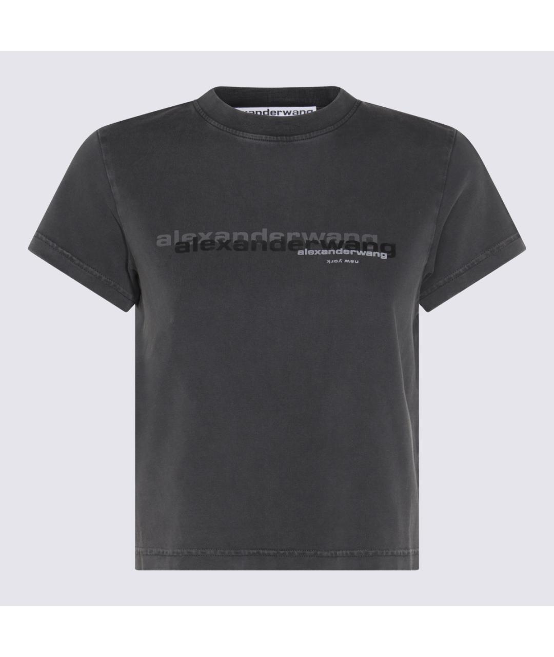 ALEXANDER WANG Антрацитовая хлопковая футболка, фото 4