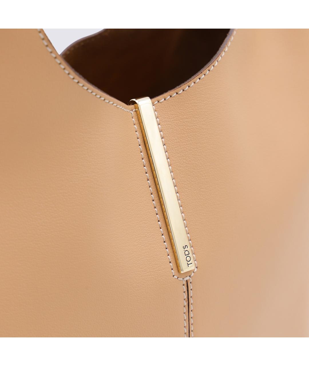 TOD'S Бежевая кожаная сумка тоут, фото 4
