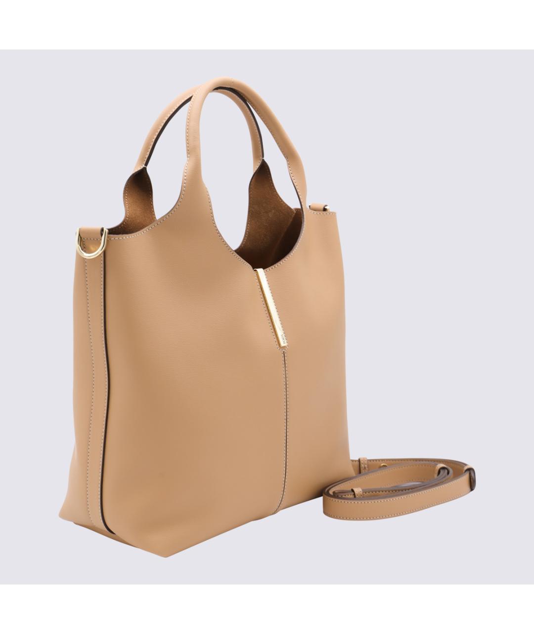 TOD'S Бежевая кожаная сумка тоут, фото 2