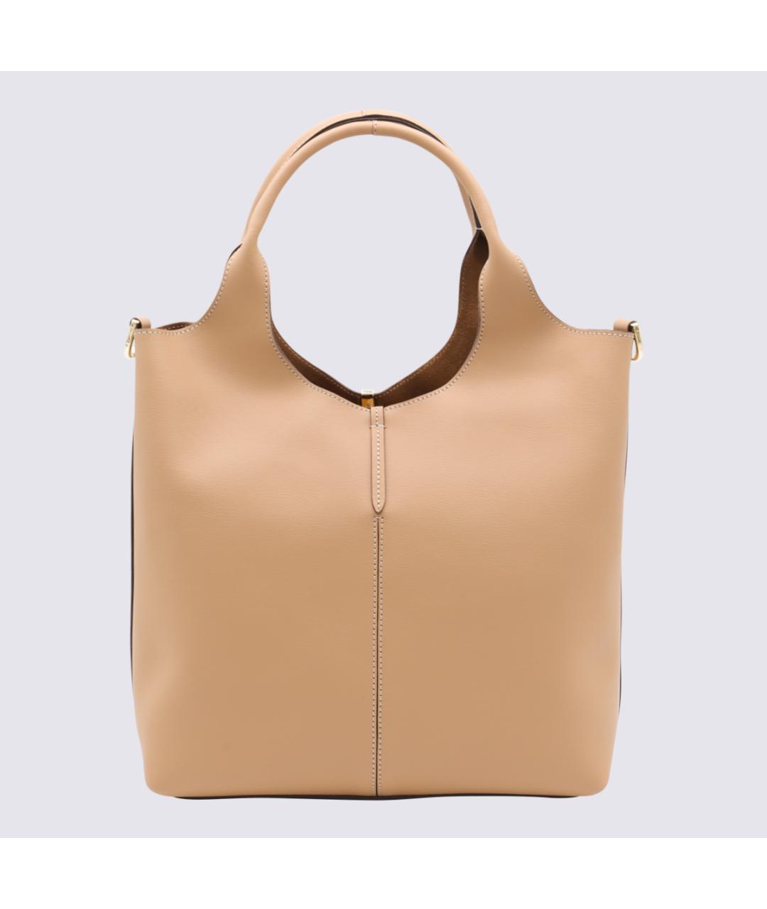 TOD'S Бежевая кожаная сумка тоут, фото 3