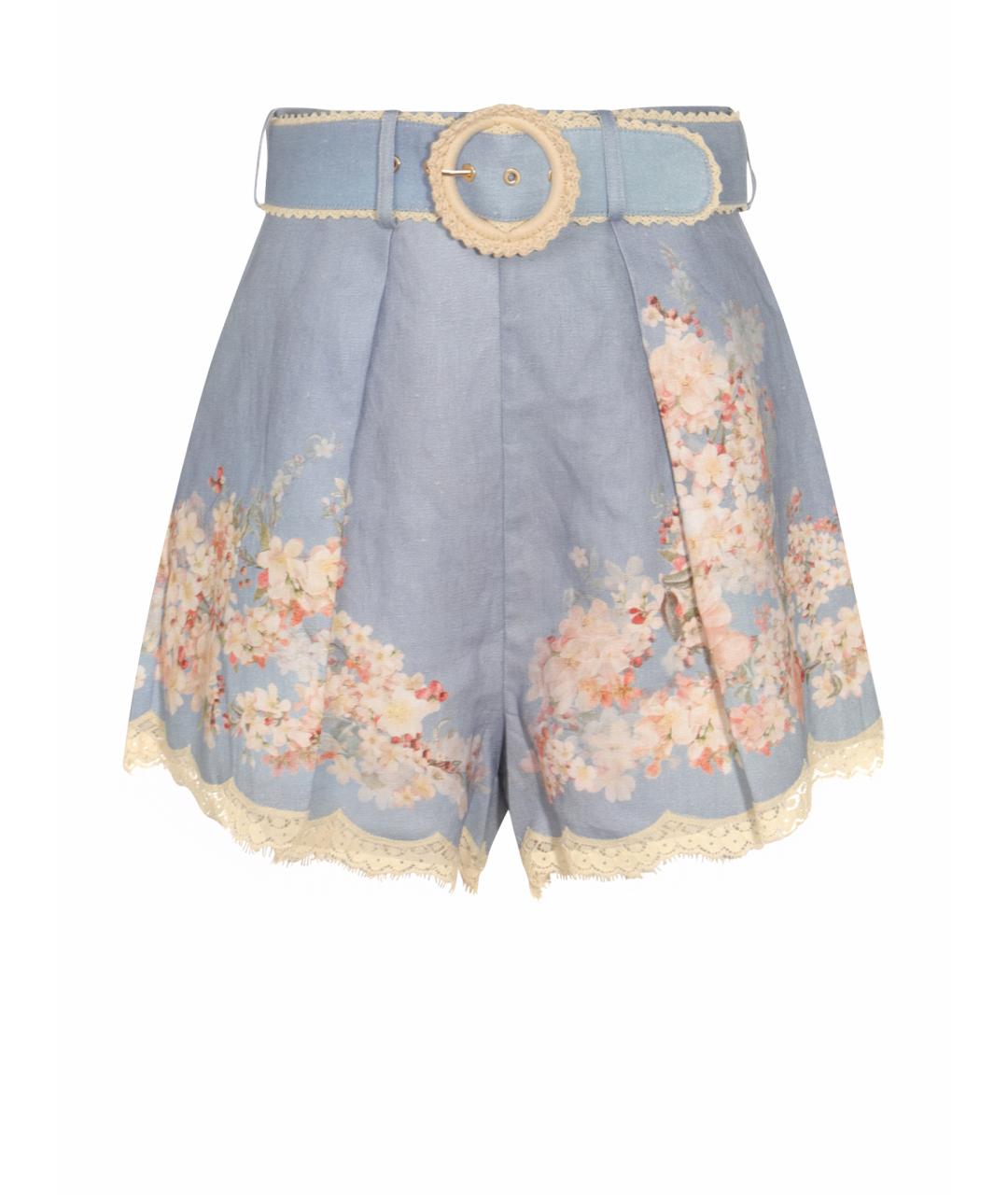 ZIMMERMANN Голубые льняные прямые брюки, фото 1