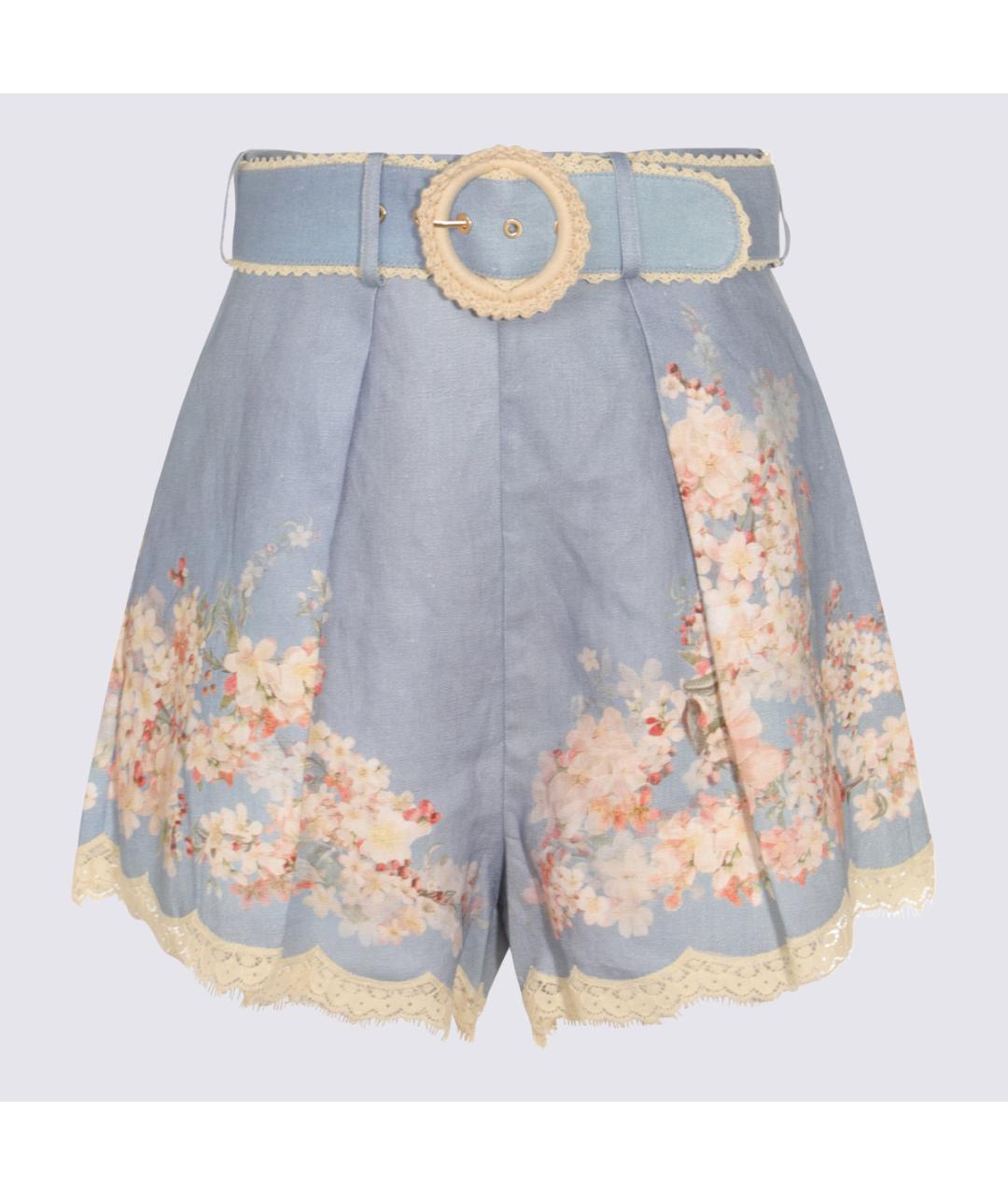 ZIMMERMANN Голубые льняные прямые брюки, фото 5