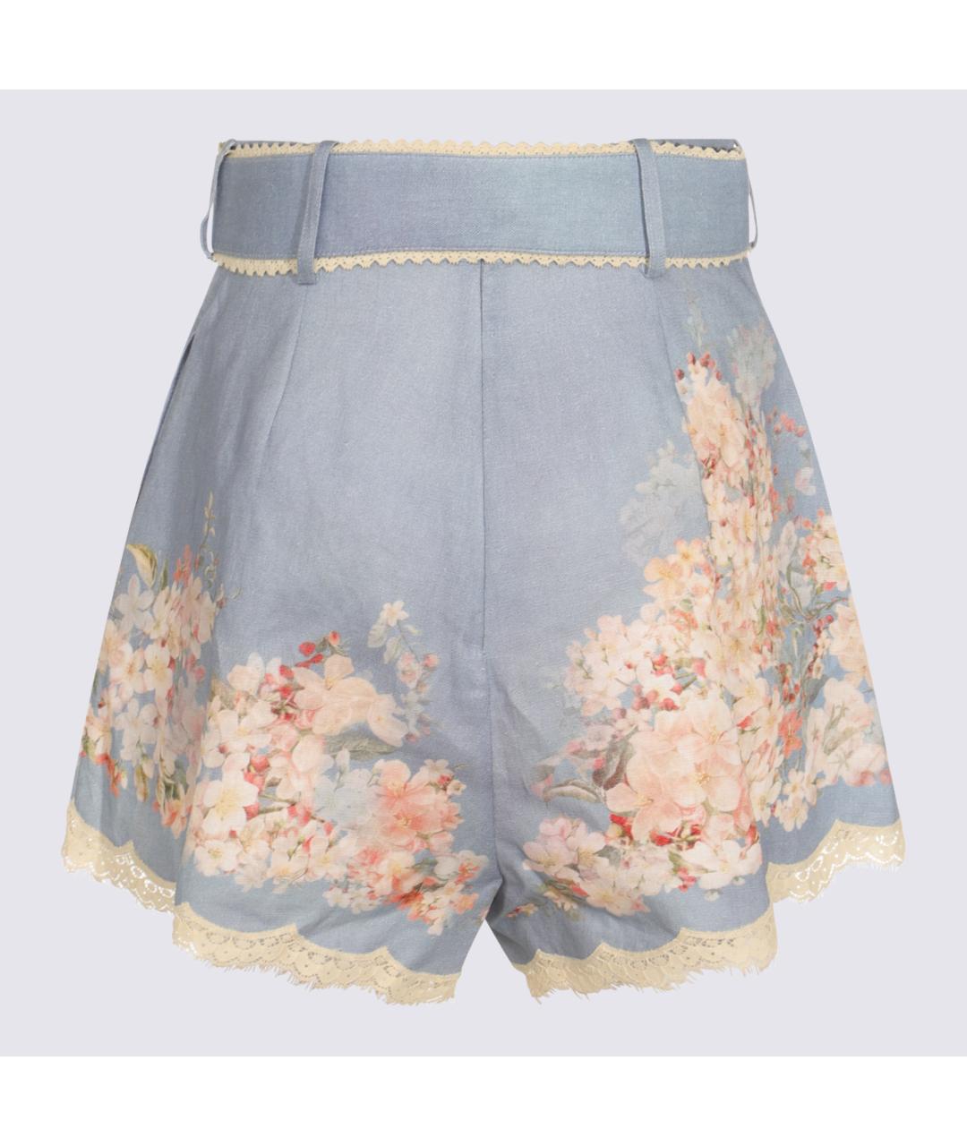 ZIMMERMANN Голубые льняные прямые брюки, фото 2