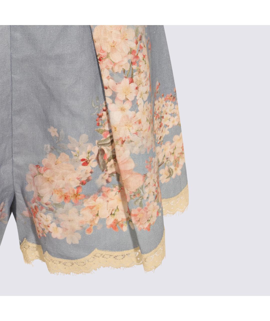 ZIMMERMANN Голубые льняные прямые брюки, фото 4