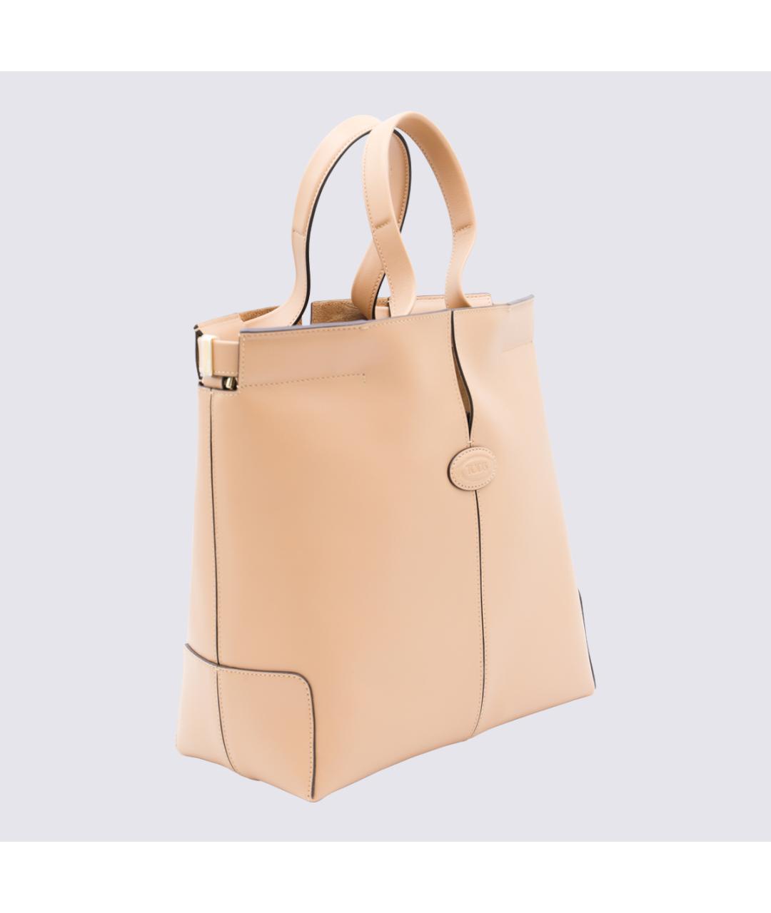 TOD'S Бежевая кожаная сумка тоут, фото 2