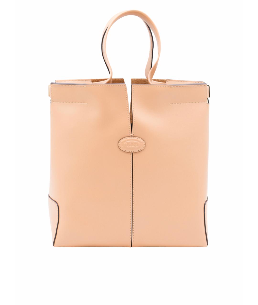 TOD'S Бежевая кожаная сумка тоут, фото 1