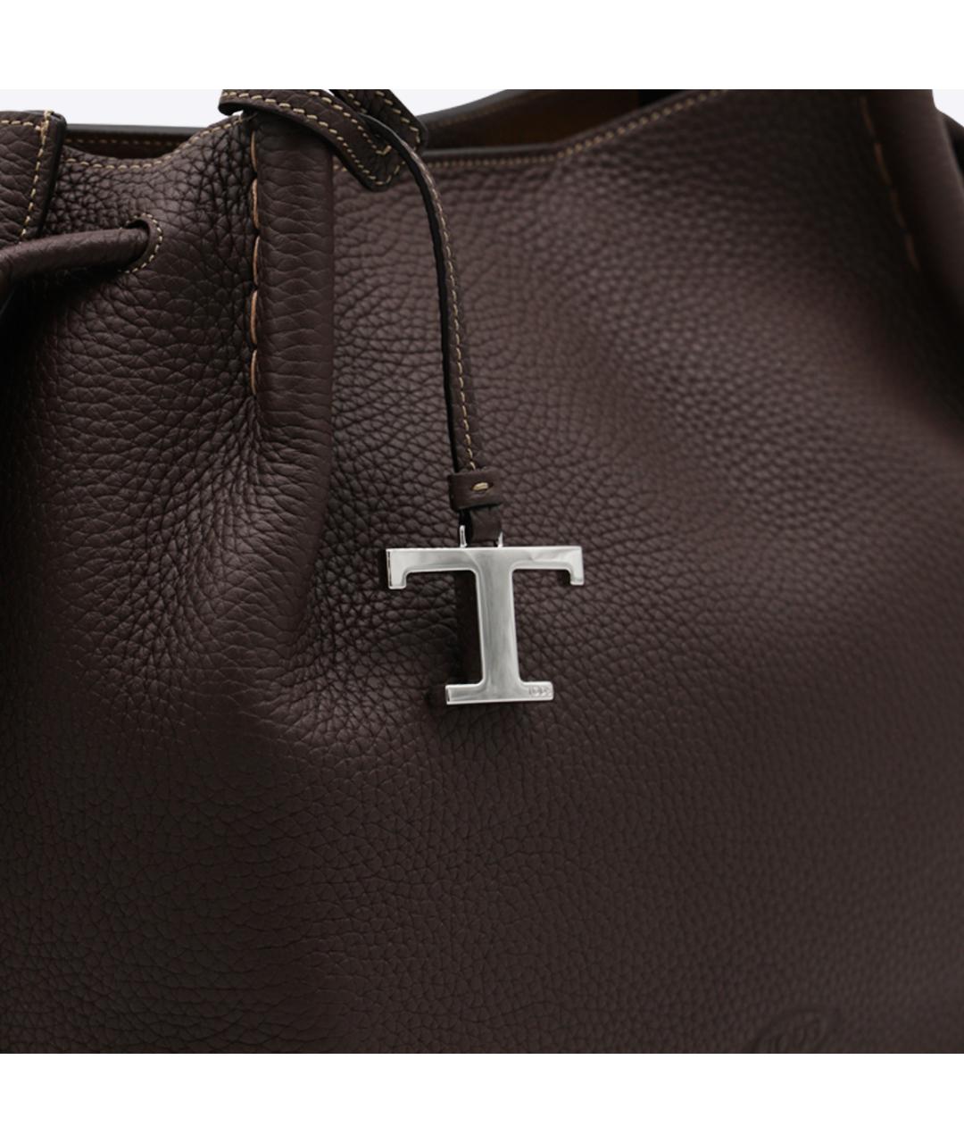 TOD'S Коричневая кожаная сумка тоут, фото 4