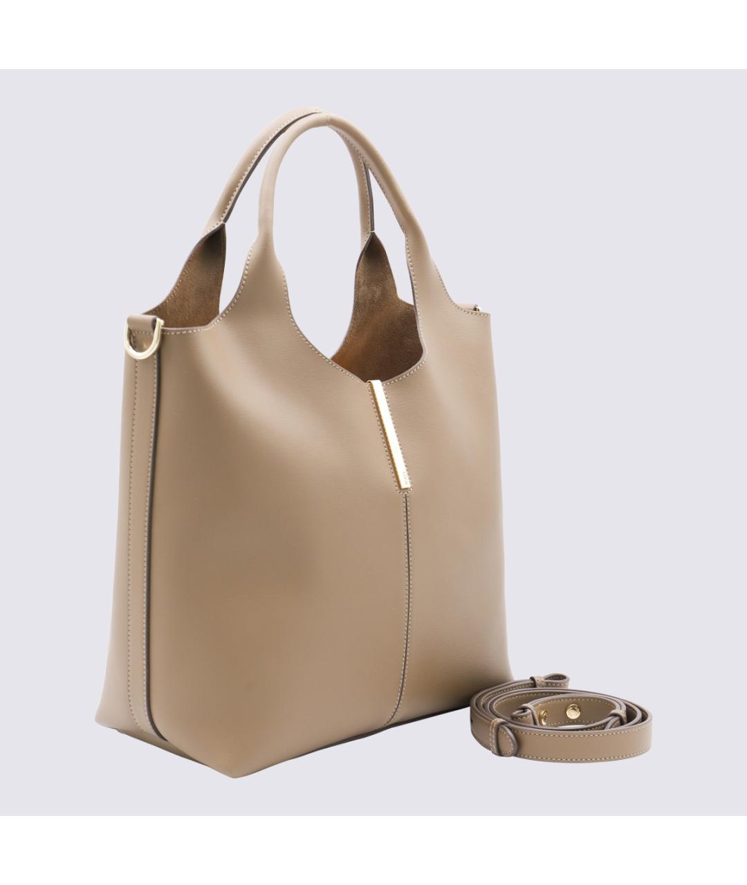 TOD'S Бежевая кожаная сумка тоут, фото 2