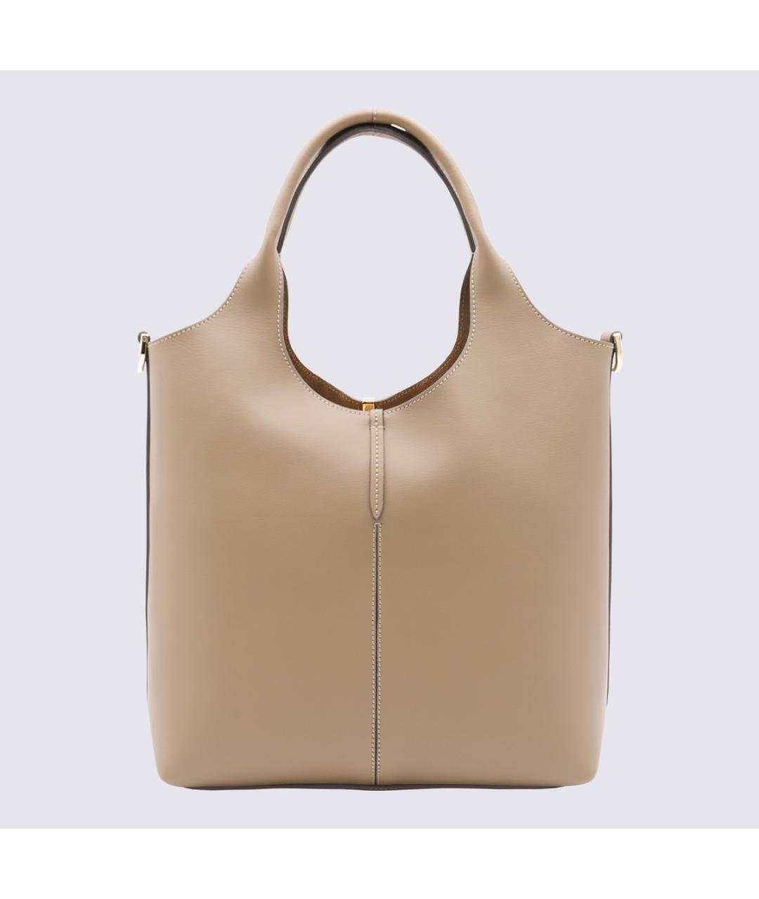 TOD'S Бежевая кожаная сумка тоут, фото 3