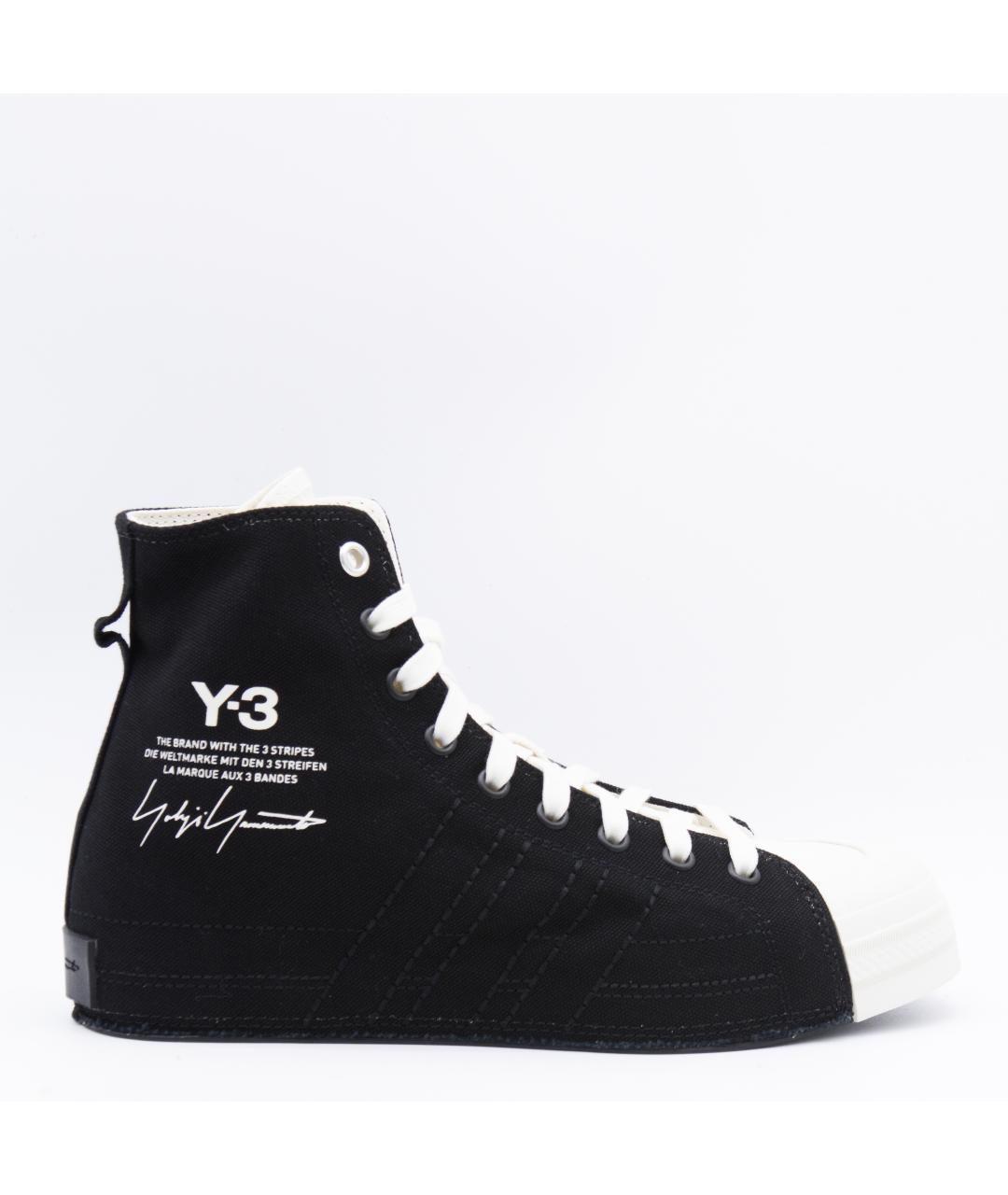 Y-3 Черные текстильные высокие кроссовки / кеды, фото 5