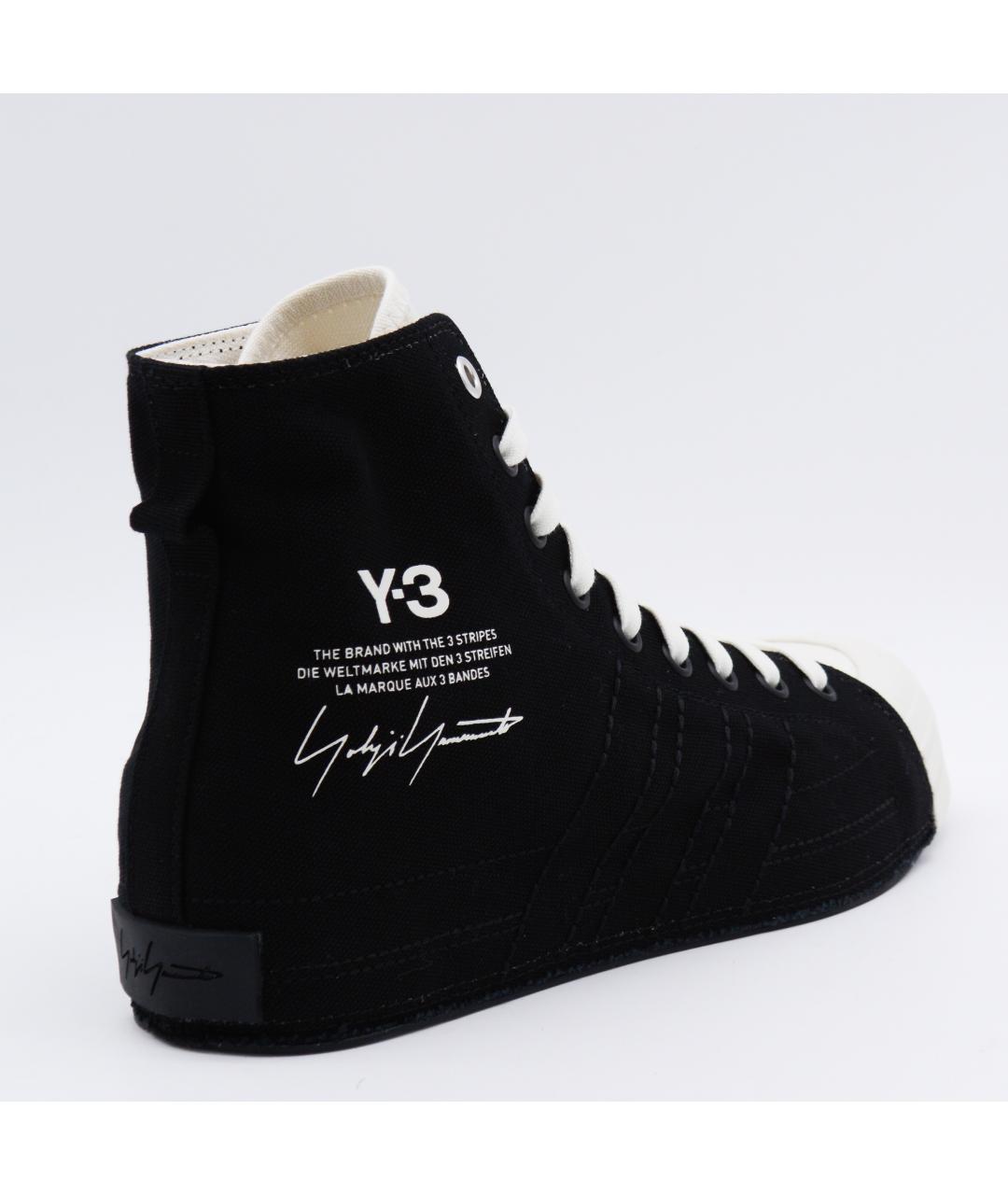 Y-3 Черные текстильные высокие кроссовки / кеды, фото 3