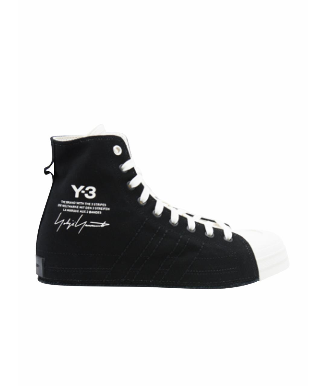 Y-3 Черные текстильные высокие кроссовки / кеды, фото 1