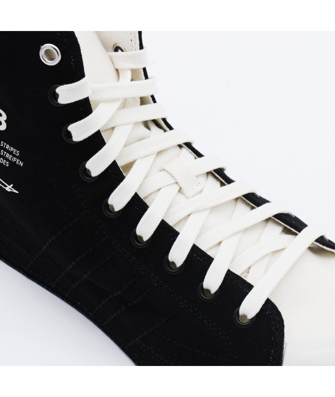 Y-3 Черные текстильные высокие кроссовки / кеды, фото 4