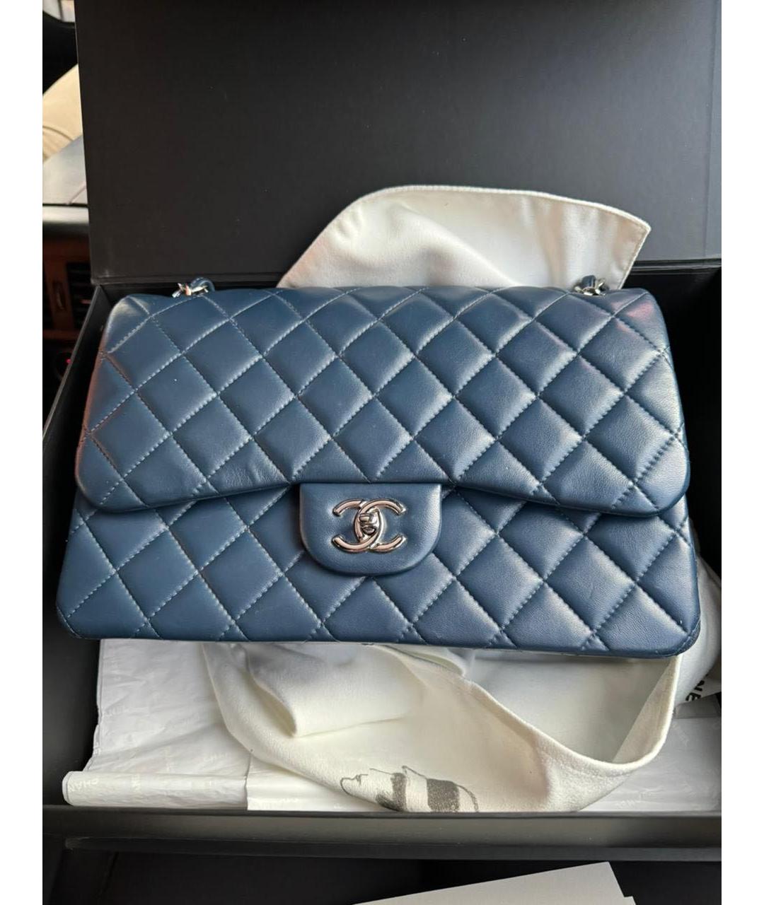 CHANEL Темно-синяя кожаная сумка через плечо, фото 5